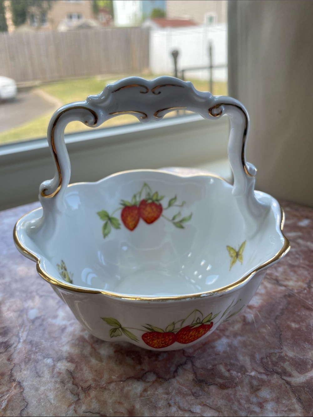 Vintage Queens Fine Bone China Rosina China Co. Strawberry Candy Trinket Dish